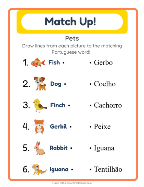Picture-word match – Pets
