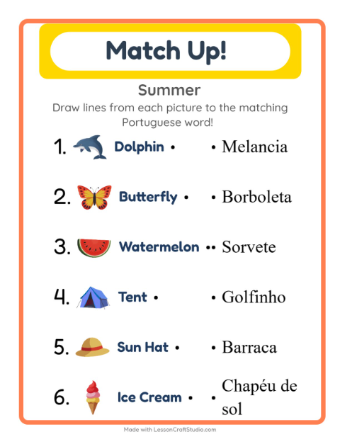 Picture-word match – Summer