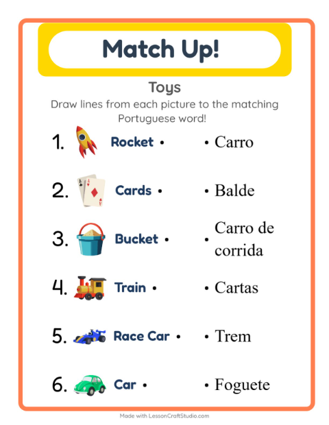 Picture-word match – Toys