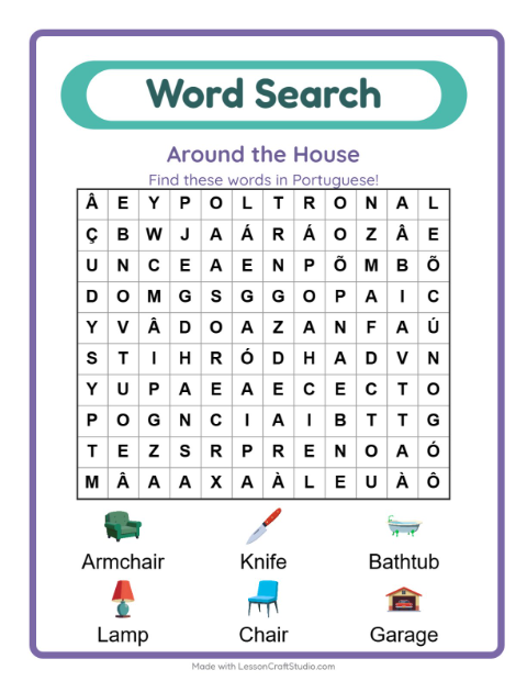 Picture word search – Household Things