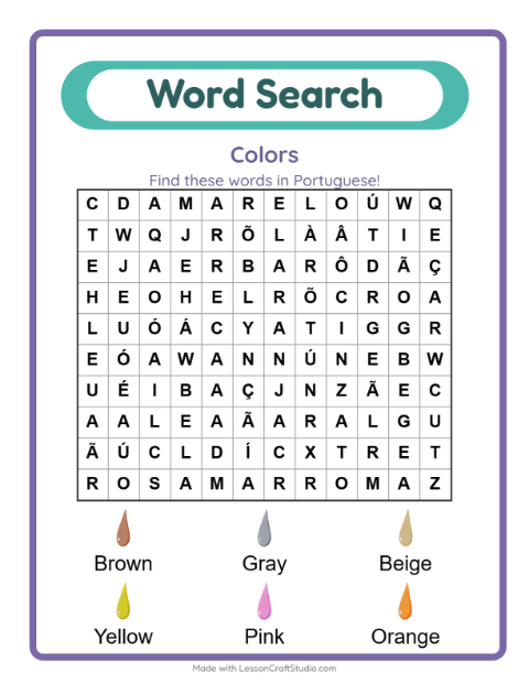 Picture word search – Colors