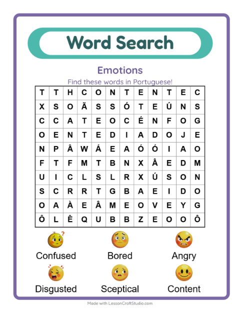 Picture word search – Feelings