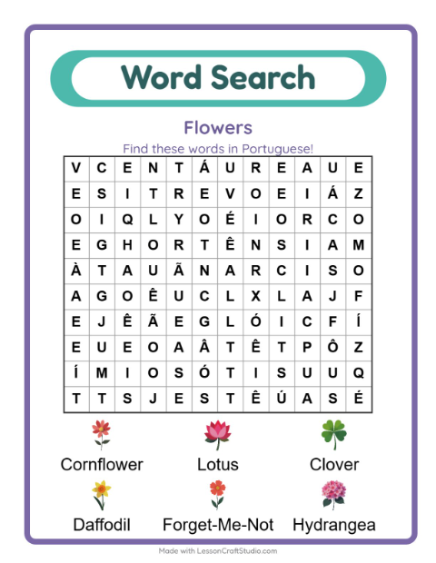 Picture word search – Flowers