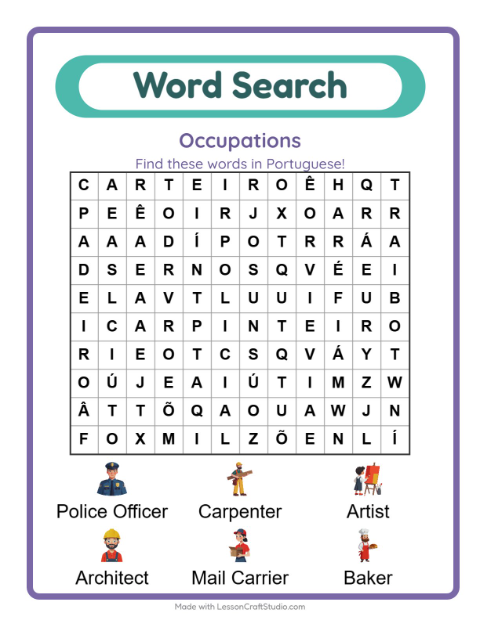 Picture word search – Community Helpers