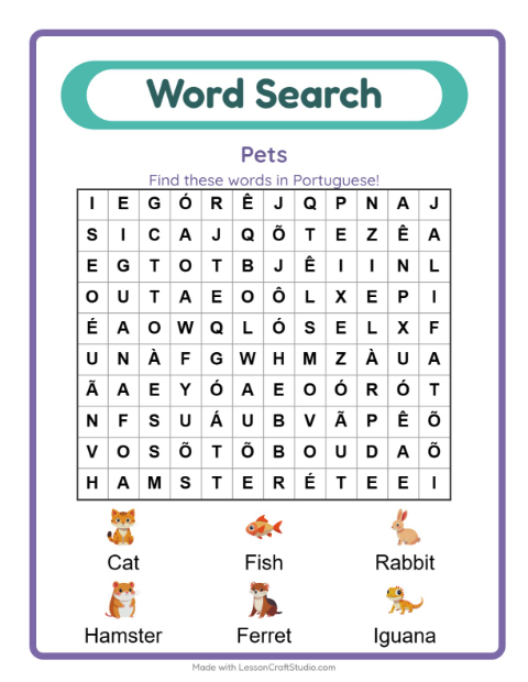 Picture word search – Pets