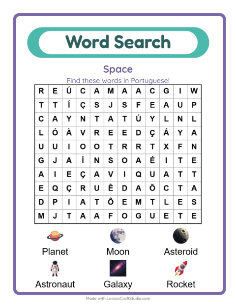 Picture word search – Space