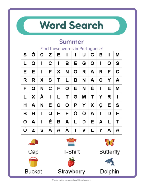 Picture word search – Summer