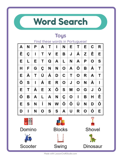 Picture word search – Toys