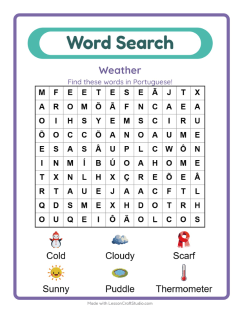 Picture word search – Weather