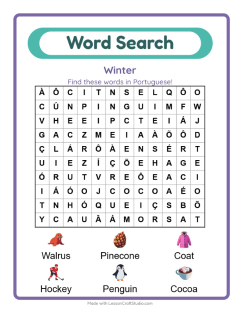 Picture word search – Winter