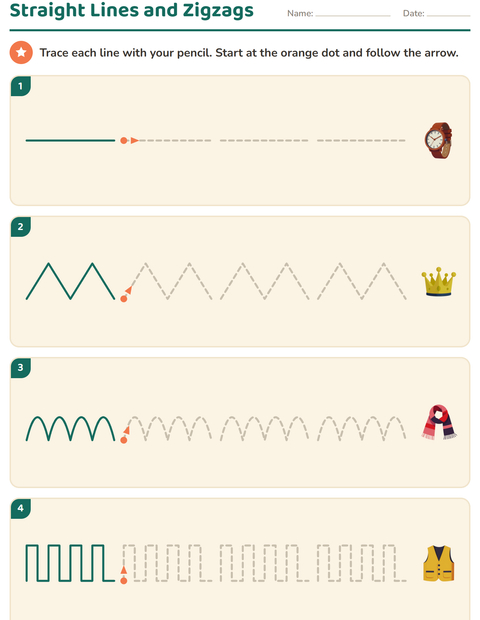 Preview of Pre-Writing Practice worksheet featuring Accessories for kindergarten