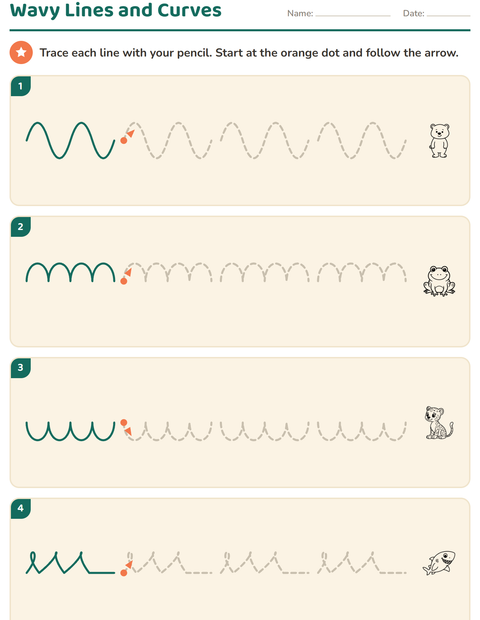 Preview of Pre-Writing Practice worksheet featuring Animals BW 5 for kindergarten