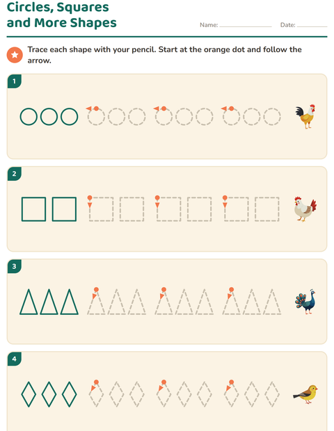 Preview of Pre-Writing Practice worksheet featuring Birds 2 for kindergarten