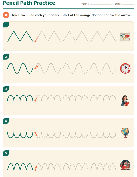 Preview of Pre-Writing Practice worksheet featuring Classroom for kindergarten