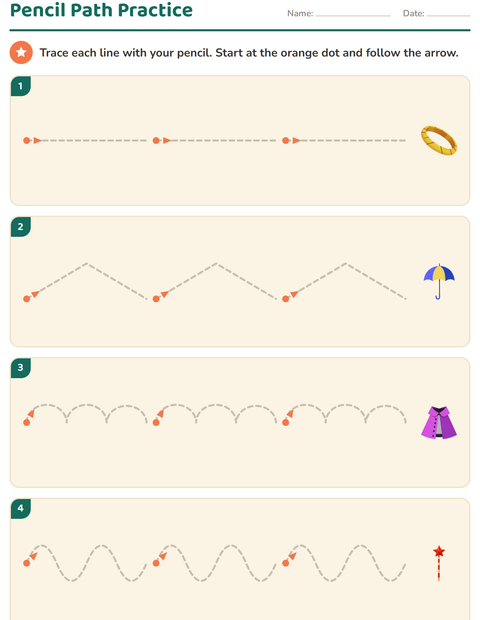Preview of Pre-Writing Practice worksheet featuring Accessories for kindergarten