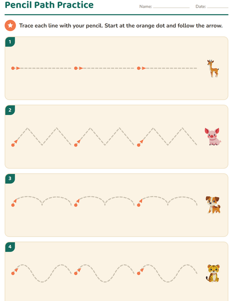 Preview of Pre-Writing Practice worksheet featuring Animals for kindergarten