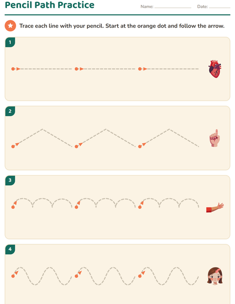 Preview of Pre-Writing Practice worksheet featuring Body Parts for kindergarten