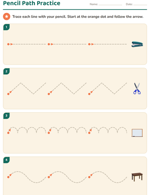 Preview of Pre-Writing Practice worksheet featuring Classroom for kindergarten