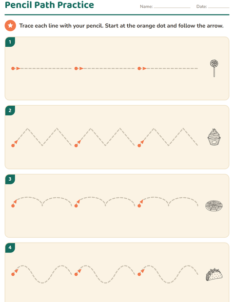 Preview of Pre-Writing Practice worksheet featuring Food BW for kindergarten