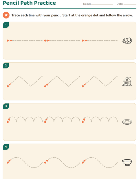 Preview of Pre-Writing Practice worksheet featuring Home and Nature BW for kindergarten