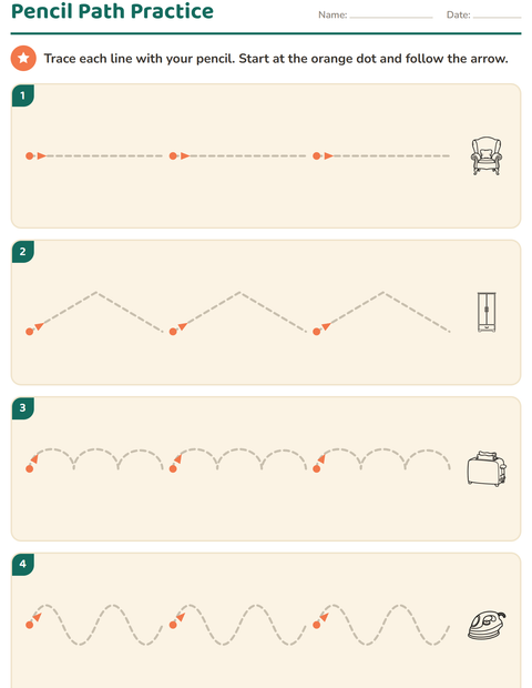 Preview of Pre-Writing Practice worksheet featuring Home BW 2 for kindergarten