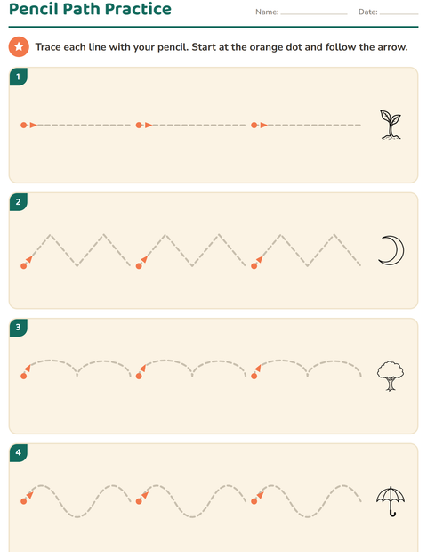 Preview of Pre-Writing Practice worksheet featuring Nature BW for kindergarten