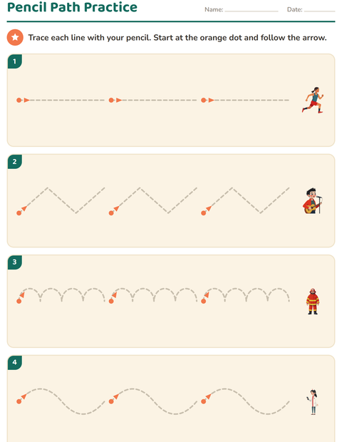 Preview of Pre-Writing Practice worksheet featuring Occupations for kindergarten