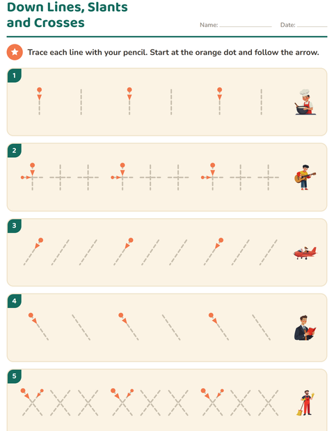 Preview of Pre-Writing Practice worksheet featuring Occupations for kindergarten