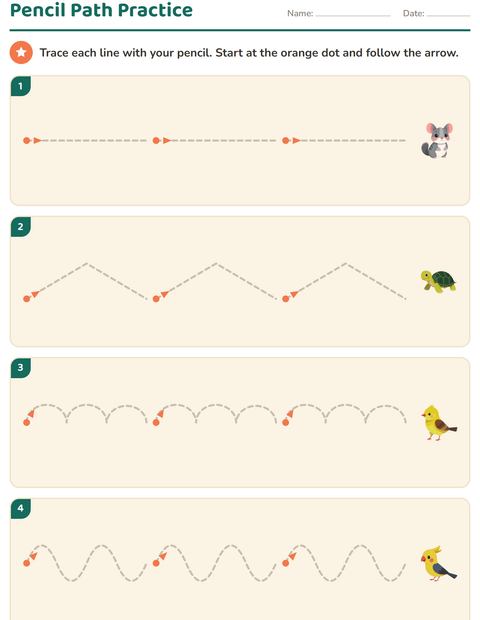 Preview of Pre-Writing Practice worksheet featuring Pets for kindergarten