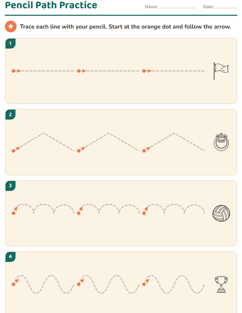 Preview of Pre-Writing Practice worksheet featuring Sports BW 2 for kindergarten