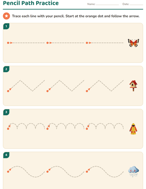 Preview of Pre-Writing Practice worksheet featuring Spring for kindergarten