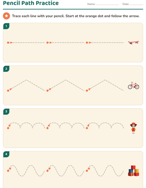 Preview of Pre-Writing Practice worksheet featuring Toys for kindergarten