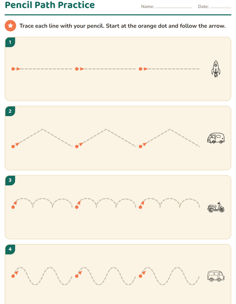 Preview of Pre-Writing Practice worksheet featuring Vehicles BW 3 for kindergarten