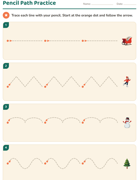 Preview of Pre-Writing Practice worksheet featuring Winter for kindergarten