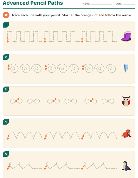 Preview of Pre-Writing Practice worksheet featuring Winter for kindergarten