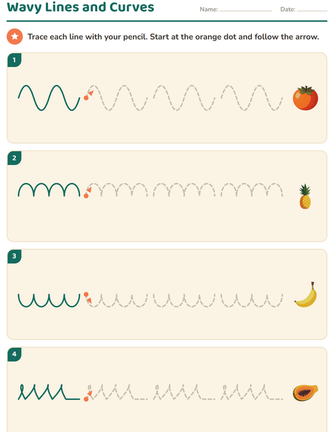 Tracing Wavy Lines: Waves, Bumps, Cups and Loops