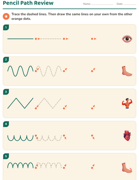 Preview of Pre-Writing Practice worksheet featuring Body Parts for kindergarten