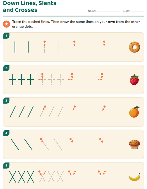 Preview of Pre-Writing Practice worksheet featuring Breakfast for kindergarten