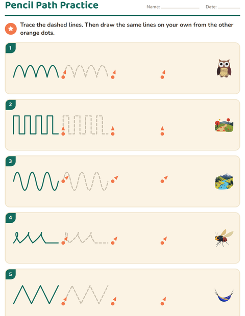 Preview of Pre-Writing Practice worksheet featuring Camping for kindergarten