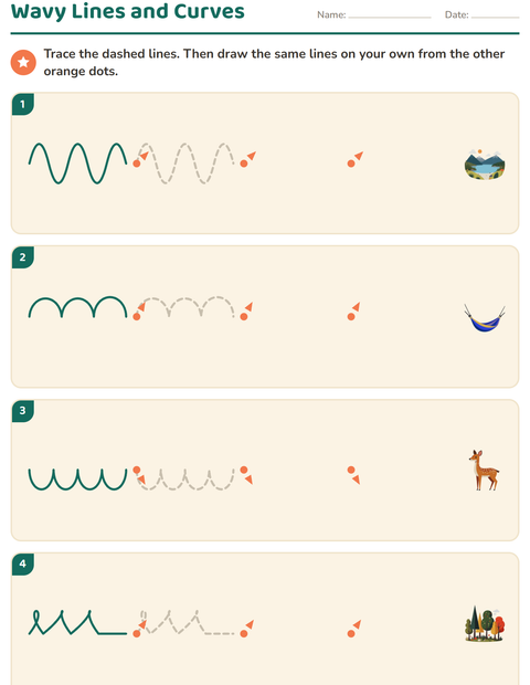 Preview of Pre-Writing Practice worksheet featuring Camping for kindergarten