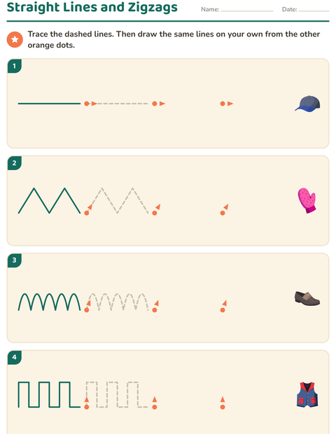 Preview of Pre-Writing Practice worksheet featuring Clothing for kindergarten