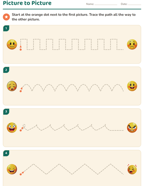 Preview of Pre-Writing Practice worksheet featuring Emotions for kindergarten