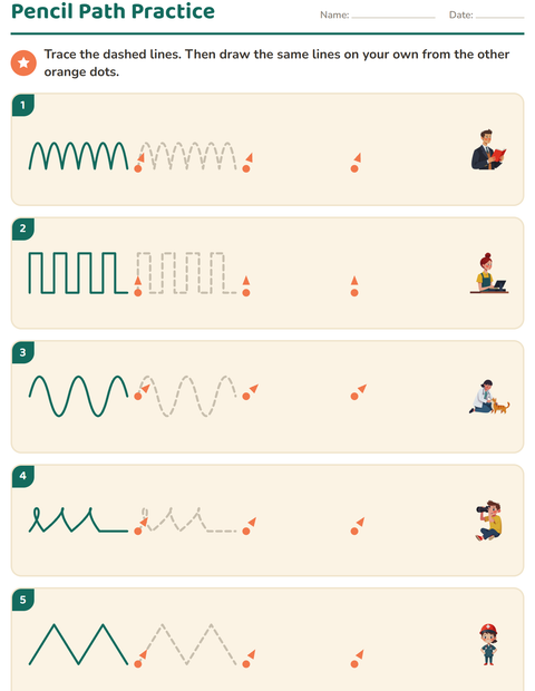 Preview of Pre-Writing Practice worksheet featuring Occupations for kindergarten
