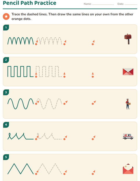 Preview of Pre-Writing Practice worksheet featuring Post Office for kindergarten