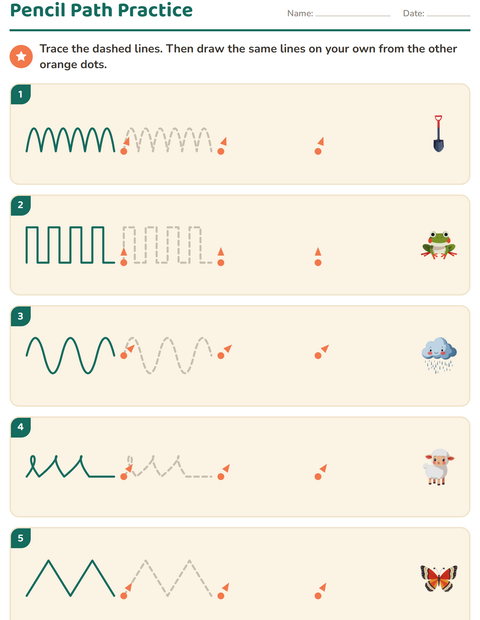 Preview of Pre-Writing Practice worksheet featuring Spring for kindergarten