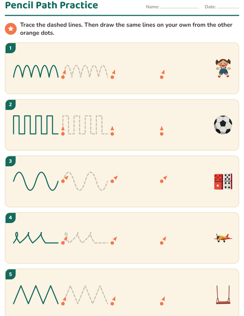Preview of Pre-Writing Practice worksheet featuring Toys for kindergarten