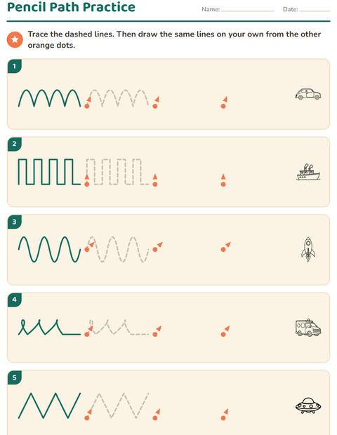 Preview of Pre-Writing Practice worksheet featuring Vehicles BW 2 for kindergarten