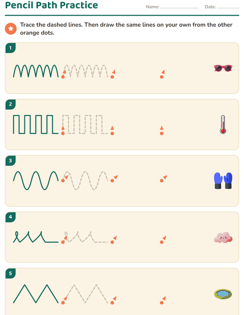 Preview of Pre-Writing Practice worksheet featuring Weather for kindergarten