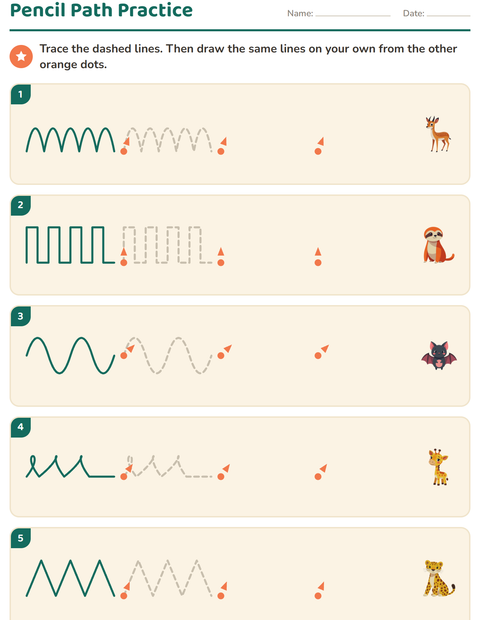 Preview of Pre-Writing Practice worksheet featuring Zoo Animals for kindergarten