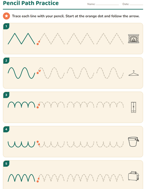 Preview of Pre-Writing Practice worksheet featuring Home BW 2 for kindergarten